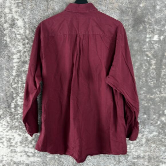 Club Room Size L 80s Pinpoint Oxford Casual Button Shirt Red Long Sleeve - Picture 5 of 9